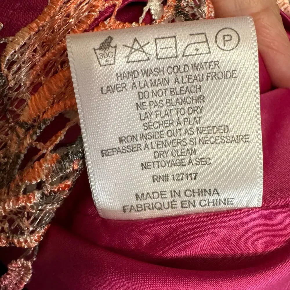 Belle Badgley Mischka Lace Pink Floral Ombre Dress Women's 8 - Picture 13 of 13